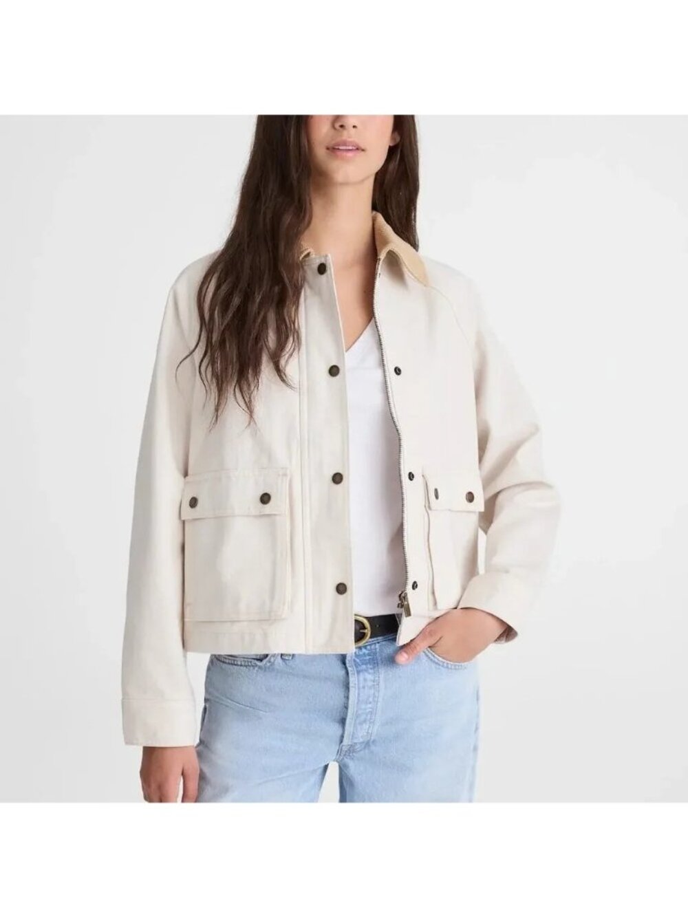 NWT Madewell The Billie Short Barn Jacket Vintage Canvas Off White Timeless XXS